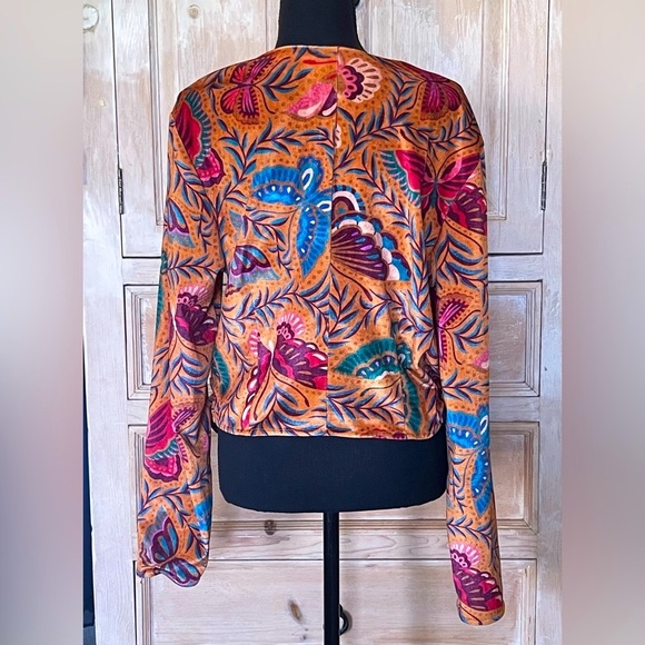 Farm Rio for Anthropologie Butterflies Velvet Wrap Blouse Size XL - Picture 7 of 9